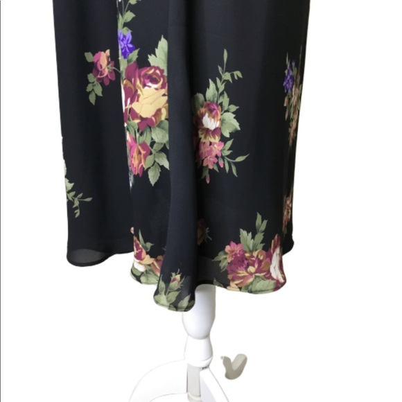 Liz Claiborne Black Burgundy Roses Career Dress 10 - Picture 6 of 8